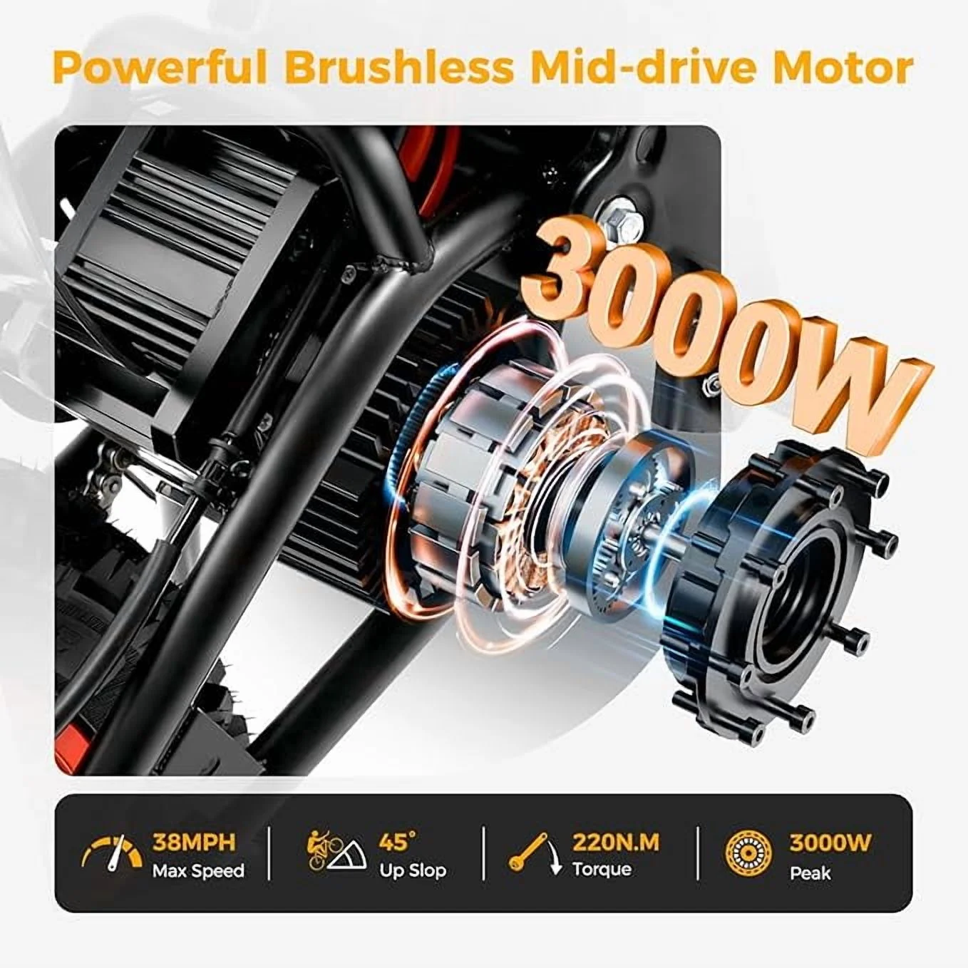 GT73 PRO 338 NM Electric Dirt Bike for Adults,3000W(Peak)Dual Motor 50Mph Max Speed,60V 50MPH 36.4AH Dual Battery Ebike,85 Miles Range, 25