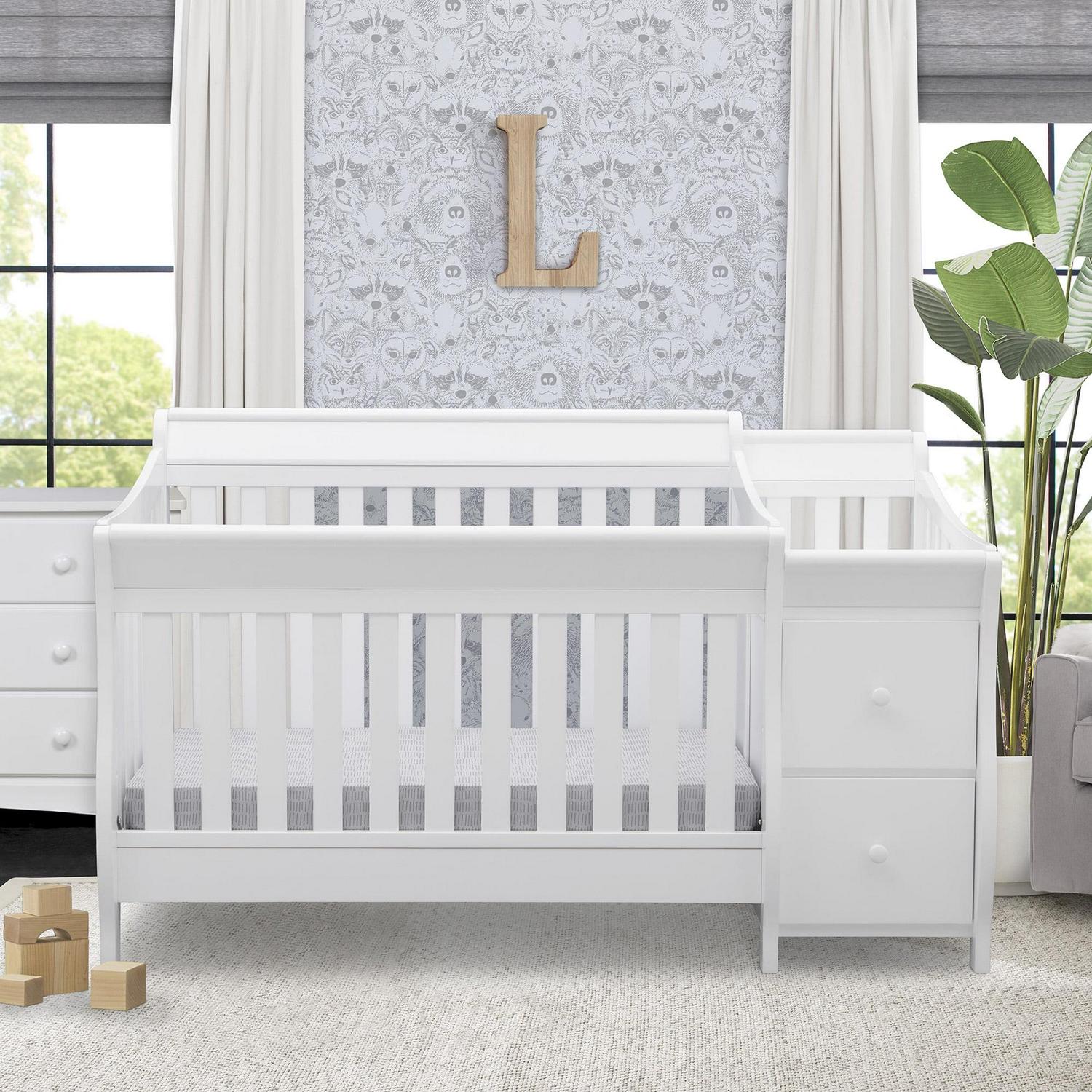 Delta Children Bentley S 4-in-1 Convertible Baby Crib and Changer. White