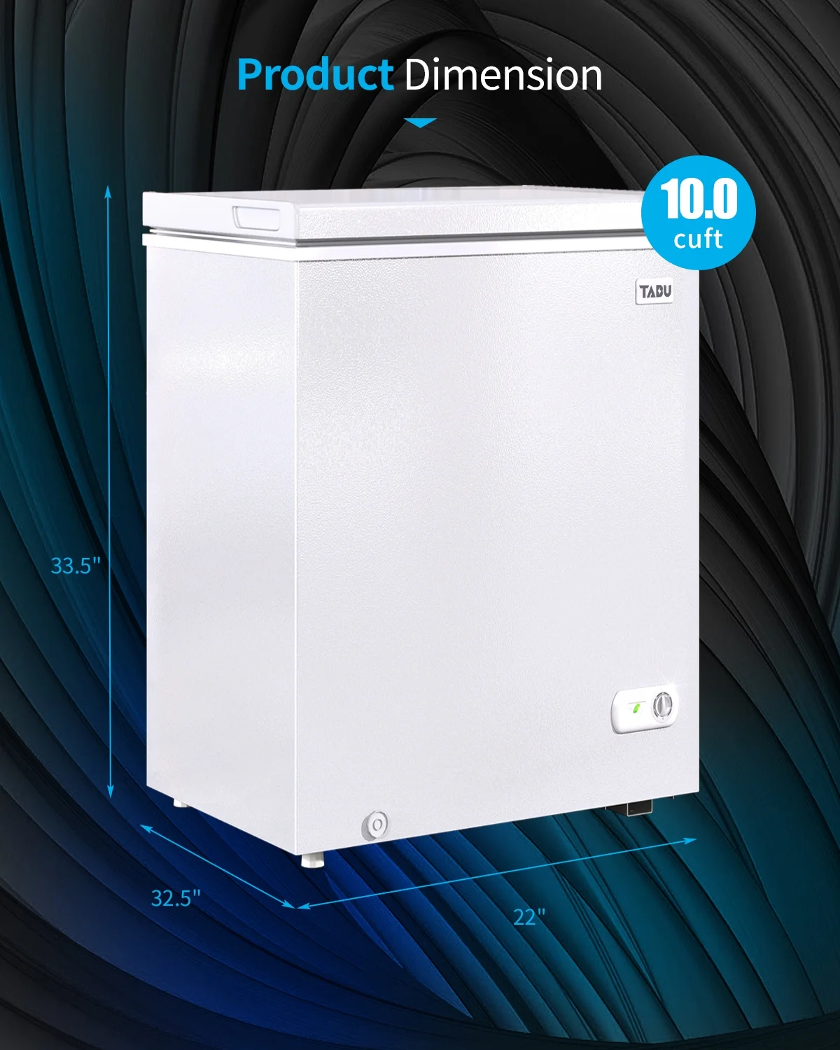 TABU 3.5 Cu ft Chest Freezer,Deep Freezer with Top Open Door and Removable Storage Basket, (Black)