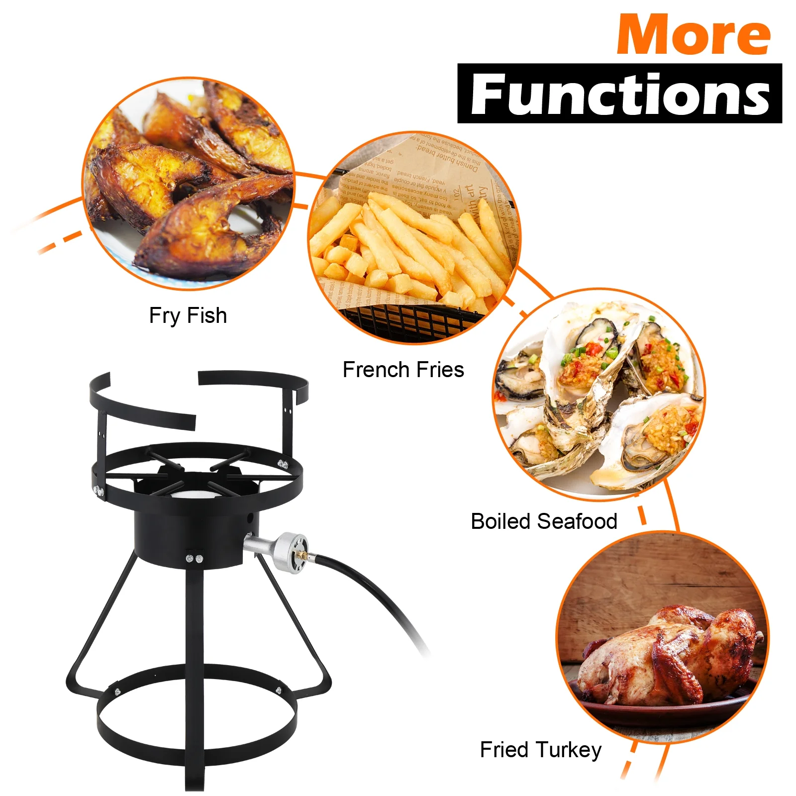 Qiushi 30QT Turkey Fryer Kit with 10QT Fish Pot, 54,000 BTU Outdoor Propane Gas Fryer Cooker, Includes Aluminum Pots, Basket, Poultry Rack, Thermometer for Frying, Boiling, and Seafood Cooking