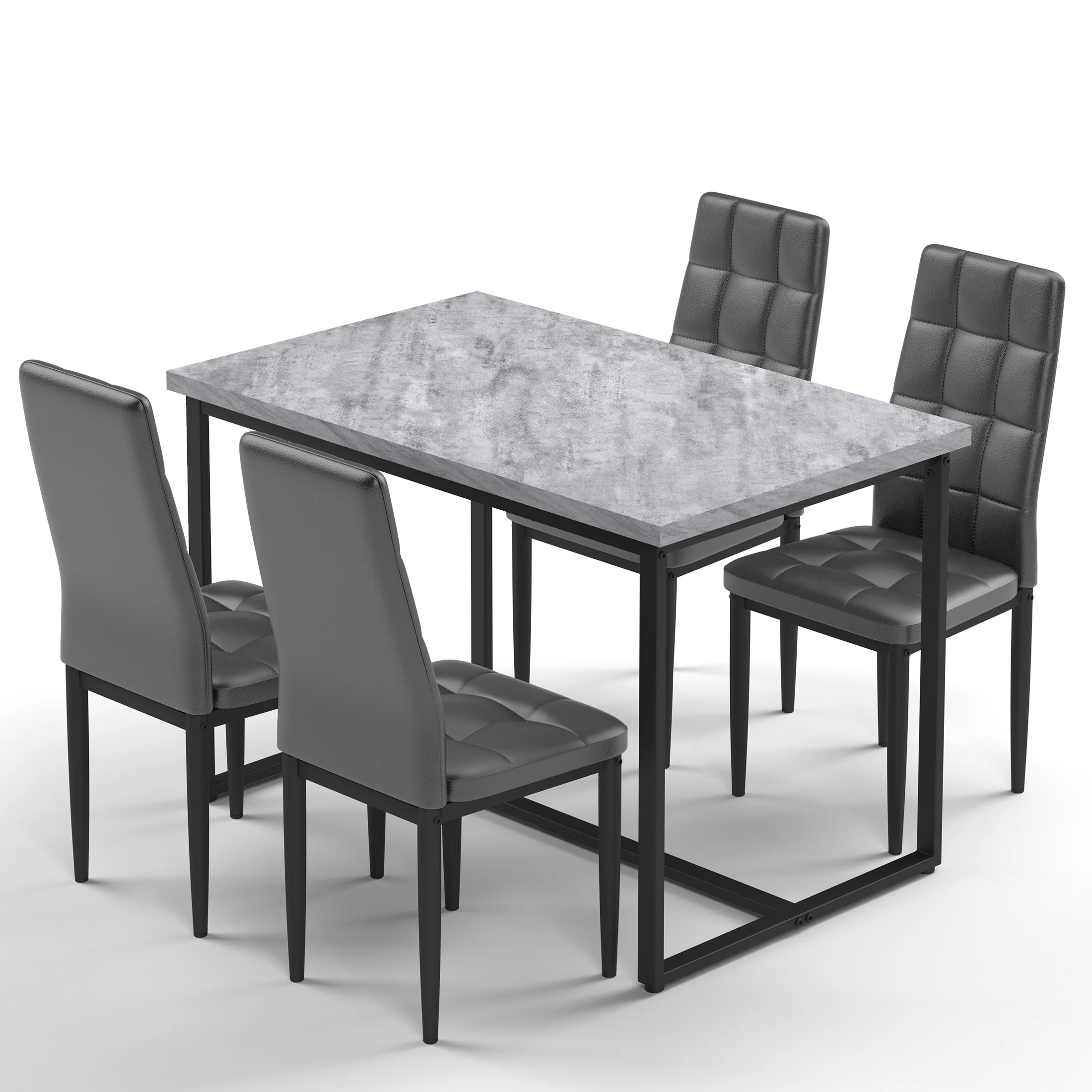 SEGMART Dining Table with 4 High-Back Upholstered Chairs, Modern Dinette Set, Dining Table & Chairs Set for 4 Persons, Small Home Kitchen Dining Table Set, Ideal for Apartment Breakfast Nook