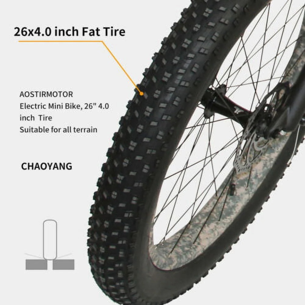 Aostirmotor Electric Mountain Bike, 749W Motor 48V 13AH Removable Lithium Battery Ebike with Rack, 26