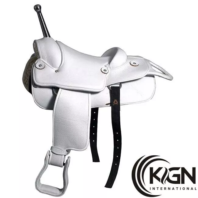 KGN Leather Barrel Racing Horse Saddle, White