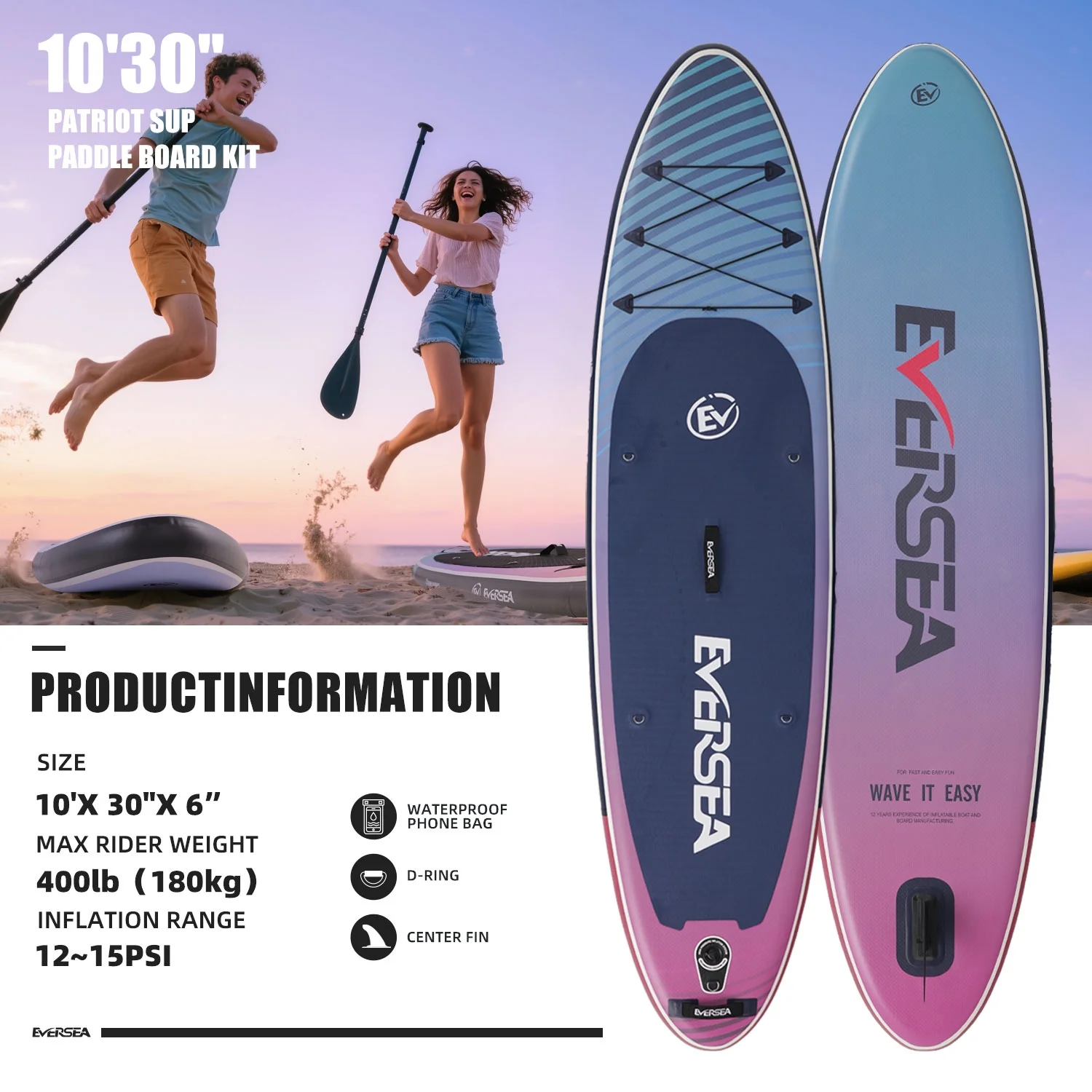 MSEASFREE 10' Inflatable Stand up Paddle Board,with Premium SUP Paddle Board Accessories,Non-Slip Comfort Deck for Youth & Adults