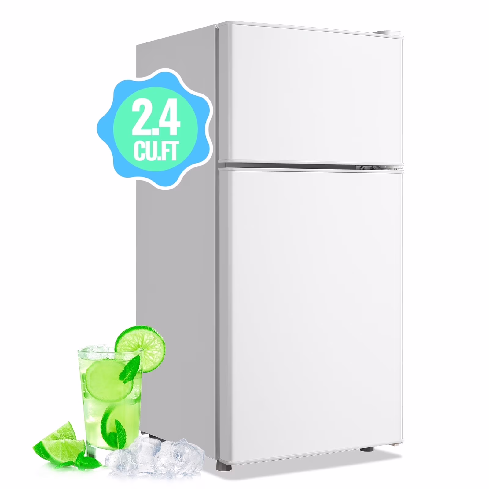 DEMULLER 2.4 Cu.ft Refrigerator Mini Fridge with Freezer Dual Door Personal Fridge New Silver Sale