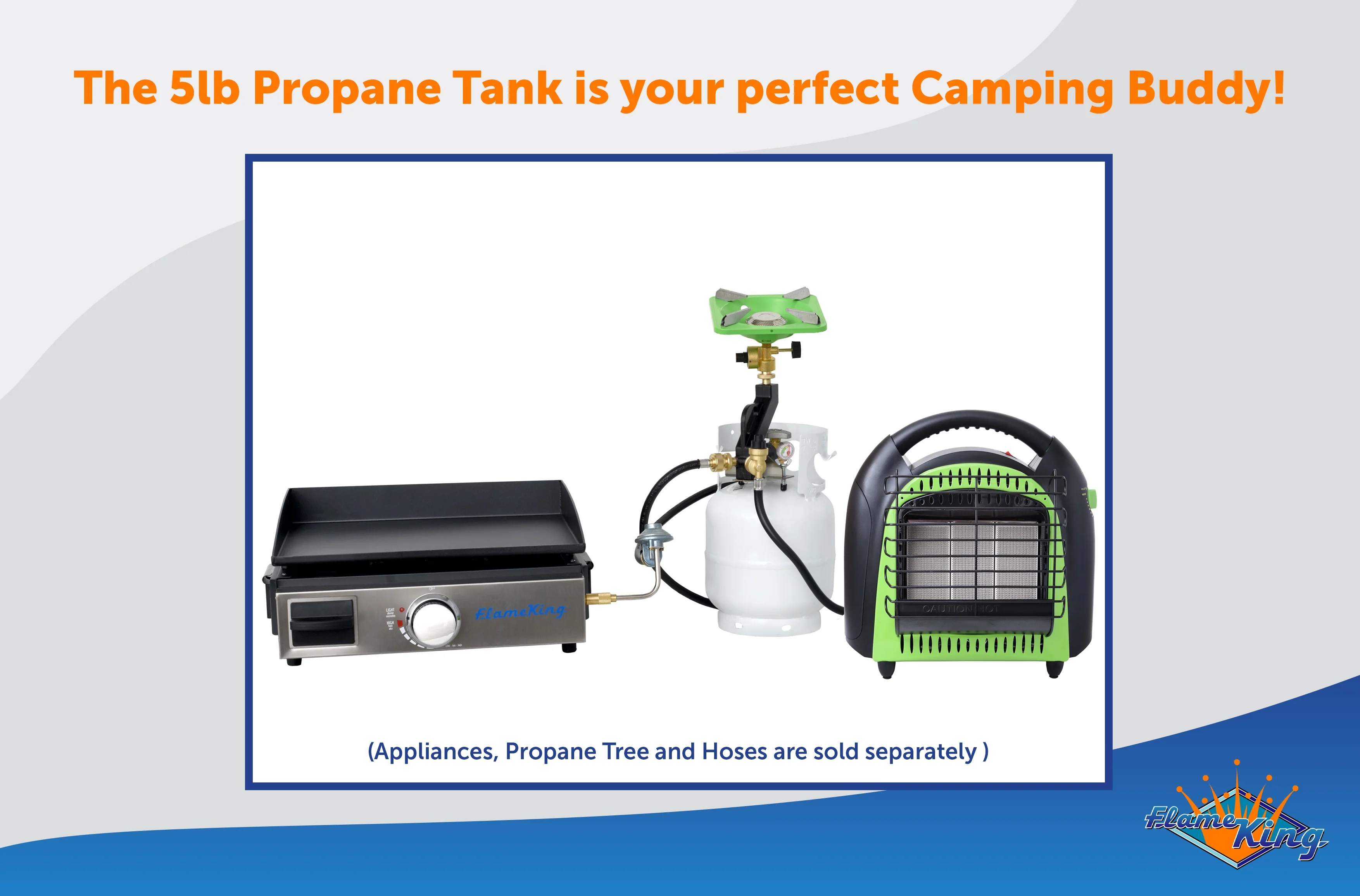 Flame King 5LB Empty Propane Tank LP Cylinder with OPD Valve and Built-in Gauge, Great for Camping