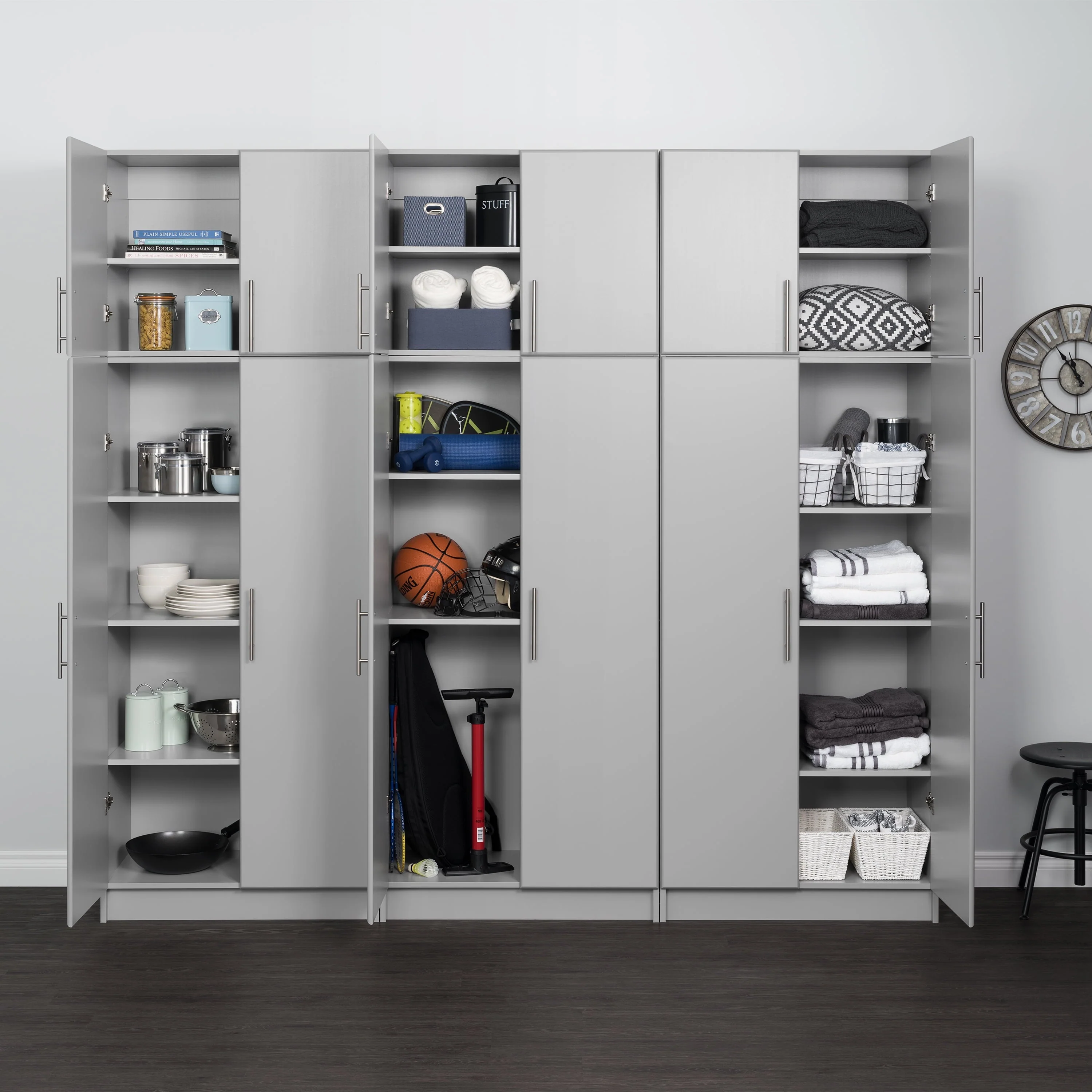 Prepac Elite 2 Door Standing Storage Cabinet, Light Gray