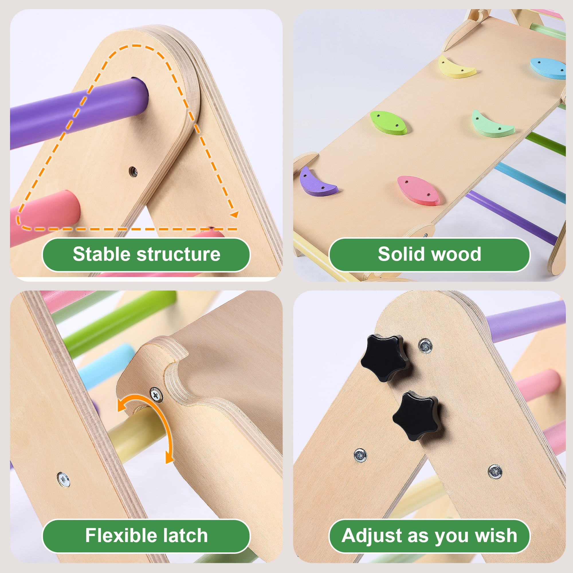 Lookfly 8 in1 Pikler Triangle Set Foldable Baby Climbing Toys for Toddlers 1-6 Inside with Ramp,Toddler Climbing Toys Indoor Baby Gift