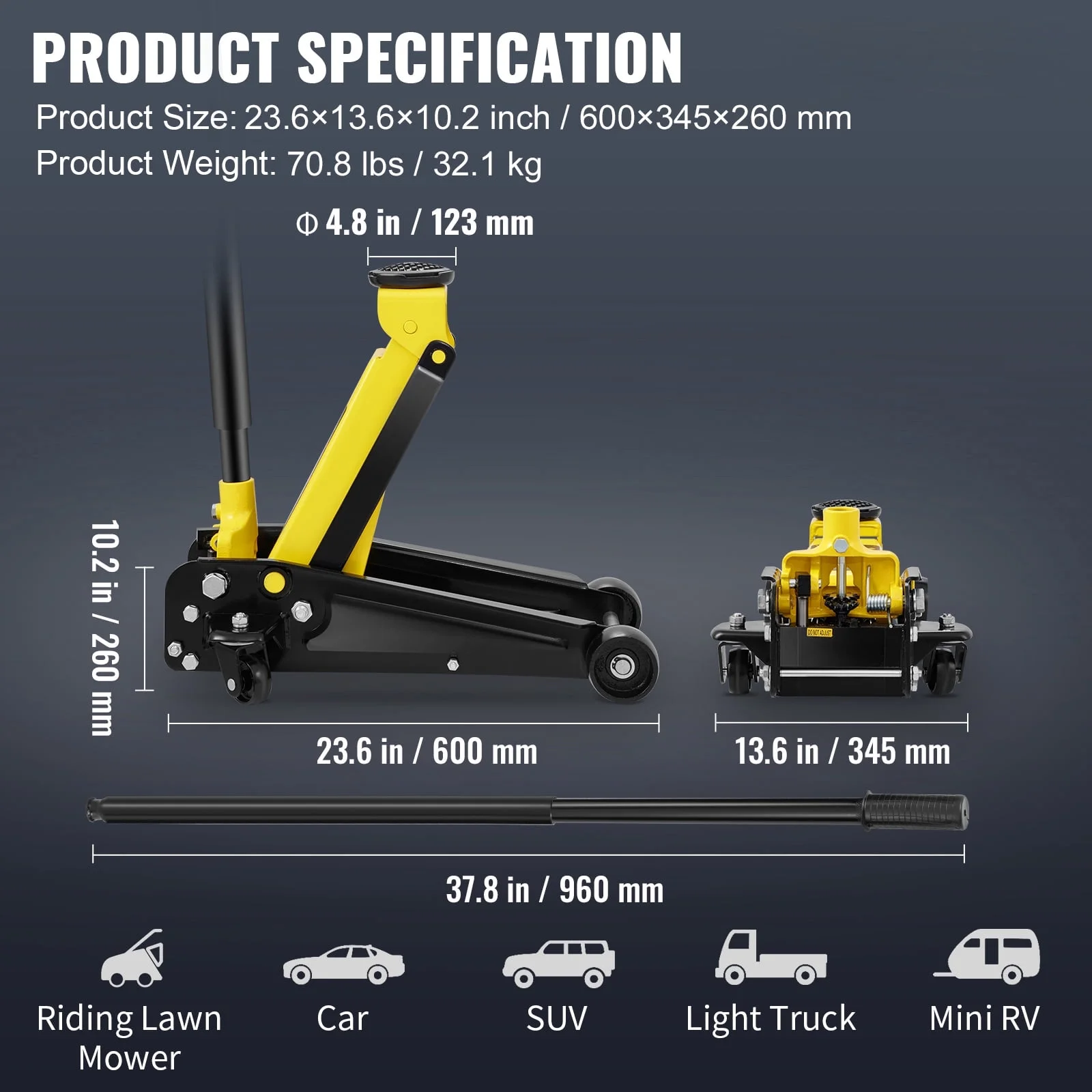 KFFKFF Ground Lift, 3 Ton Compact Ground Elevator, Robust Steel Sport Ground Lift with Swift Single Piston Pump, Ground Lift Elevation Range 5.12