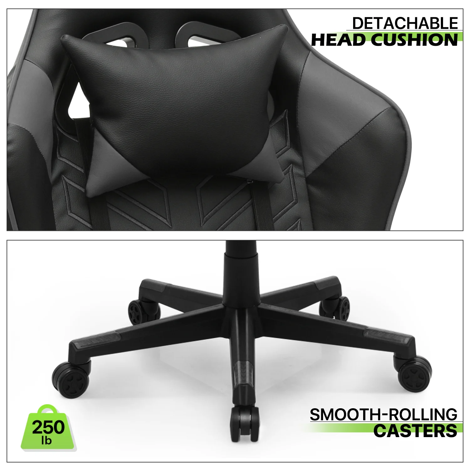 Magshion Ergonomic Gaming Chair, Comfortable Gaming Chair, Computer Chair Leather Desk Chair Adjustable Swivel Gaming Office Chair, Blue