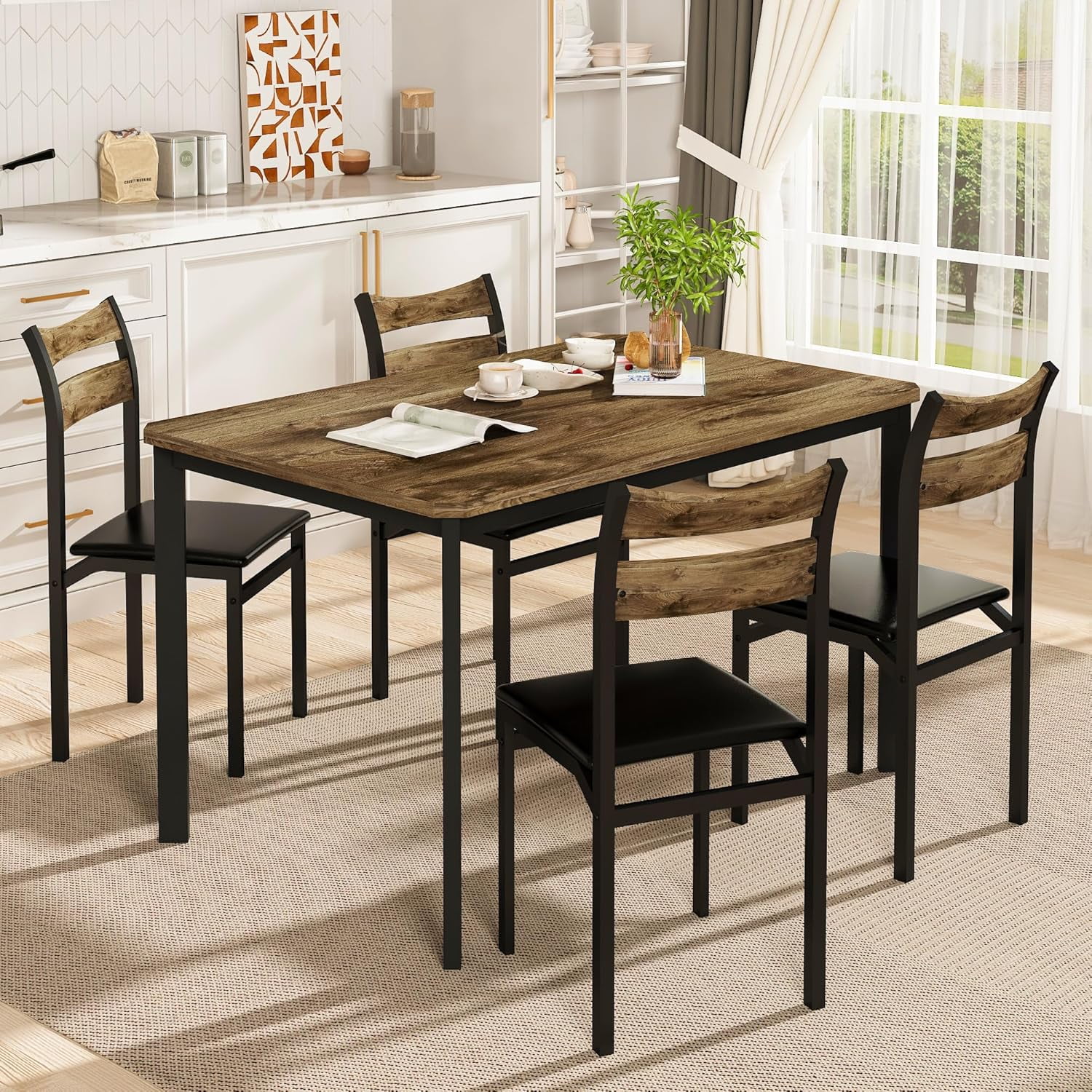 LinkRomat Dining Table Set for 4, 43.3