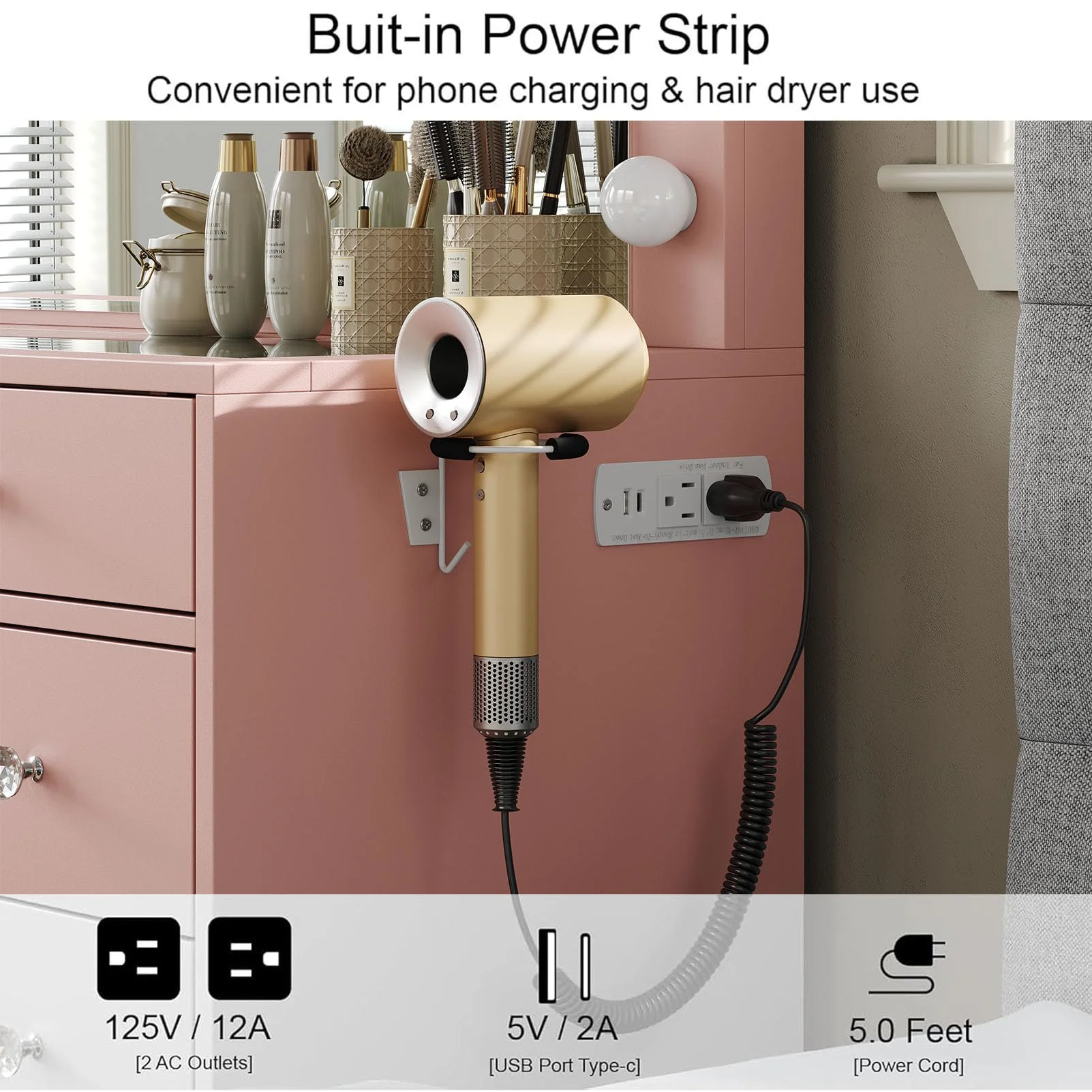 White Vanity Desk with Illuminated Mirror & Power Outlet, 11 Drawers Vanity Table with Chair, Makeup Vanity with 12 LED Lights, Tempered Glass Top, Dressing Table for Bedroom,Dressing Room