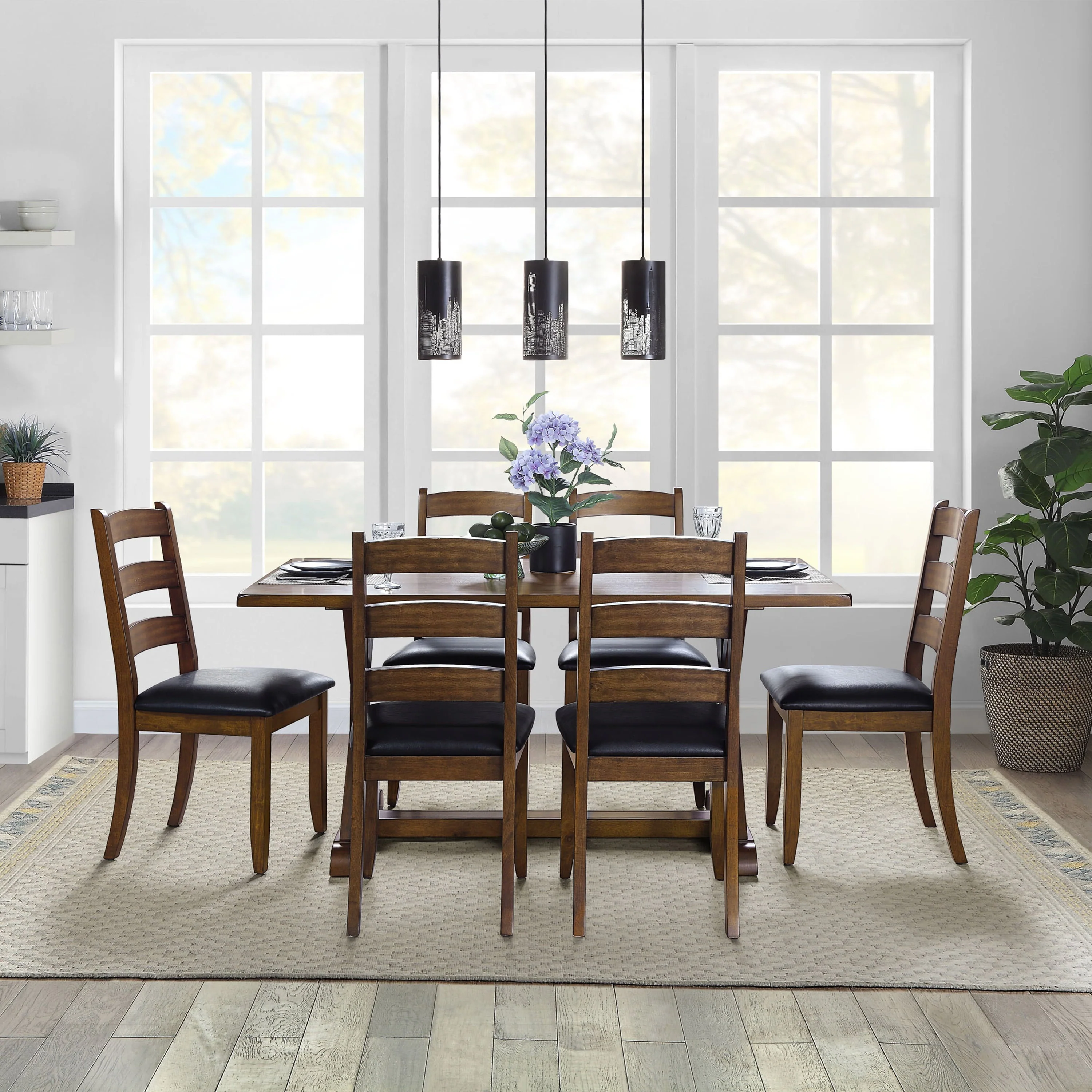 Better Homes & Gardens Granary Modern Farmhouse Ladderback Dining Chairs, Set of 2, Aged Brown Ash