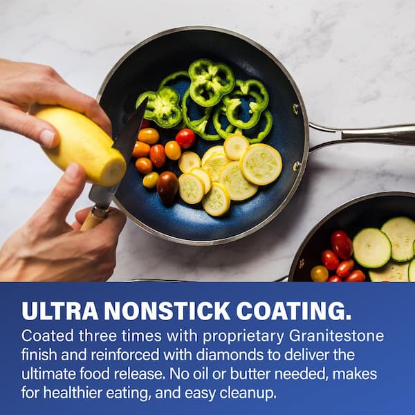 Classic Blue 20-Piece Aluminum Ultra-Durable Non-Stick Diamond Infused Cookware and Bakeware Set