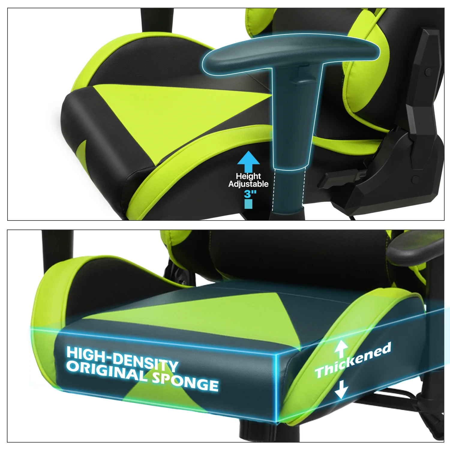 Magshion Ergonomic Gaming Chair, Comfortable Gaming Chair, Computer Chair Leather Desk Chair Adjustable Swivel Gaming Office Chair, Blue