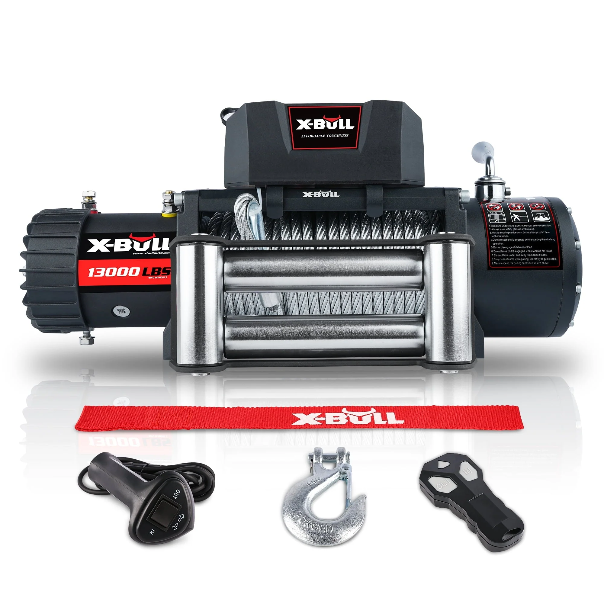 X-BULL Electric Winch 13000LBS 12V Winch Steel Cable SUV Jeep Truck Towing Winch 4WD Off-Road