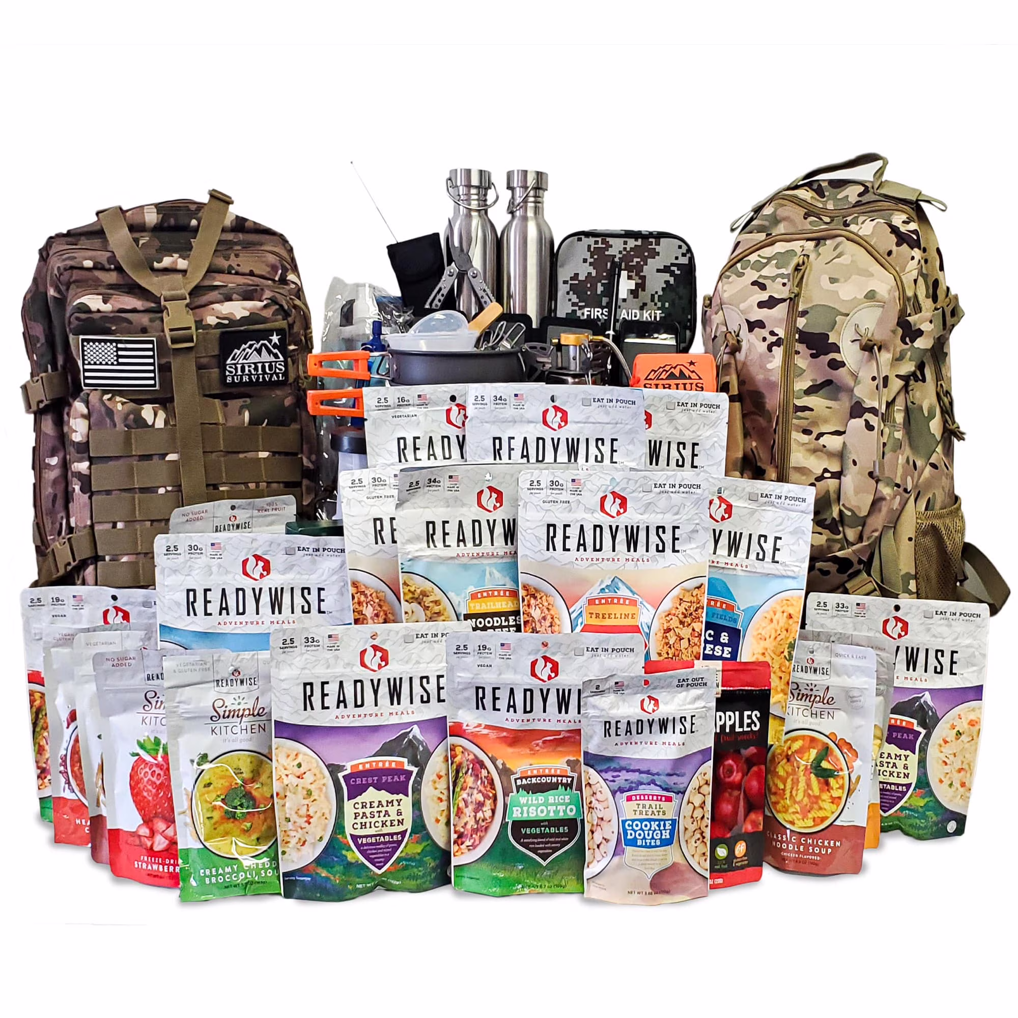 Family Comfort 72 Emergency Survival Kit/Backpack �C 72 Hour for 2 People �C Disaster Preparedness �C Delicious ReadyWise Food, Gear, Lighting, First Aid, Tools & More - Camo