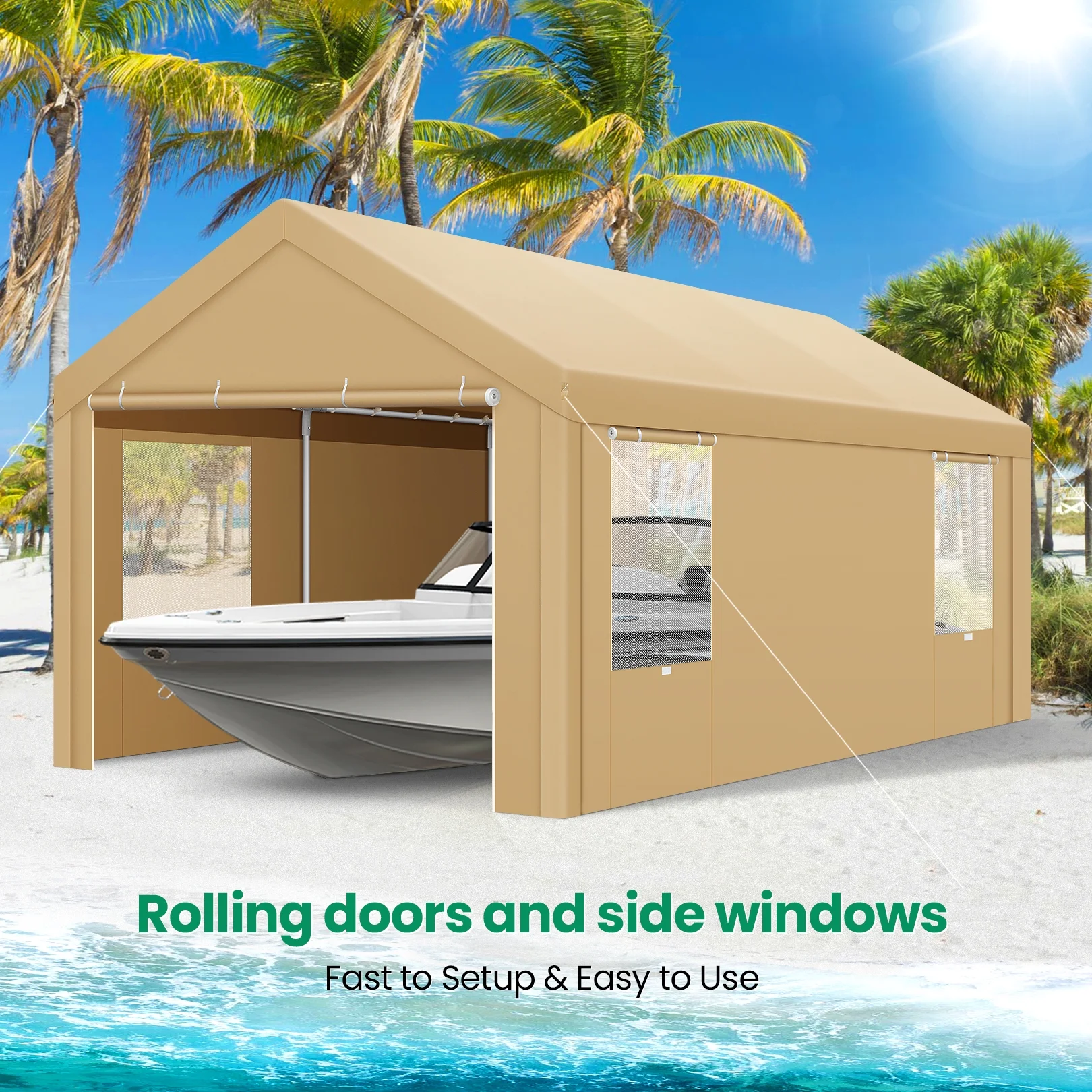 HOTEEL Carport 10'x20' Large Heavy Duty Car Canopy with Steel Frame, Portable Garage Wedding Tent Big Tents Carports Shelter, All-Season Tarp for Outdoor Party Birthday, White