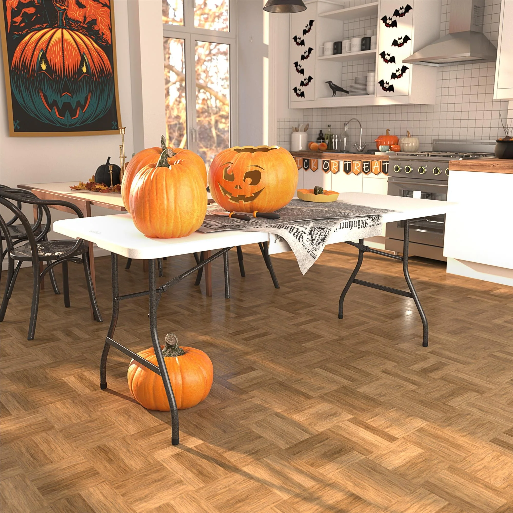 Cosco 6 Foot Folding Table In White Speckle