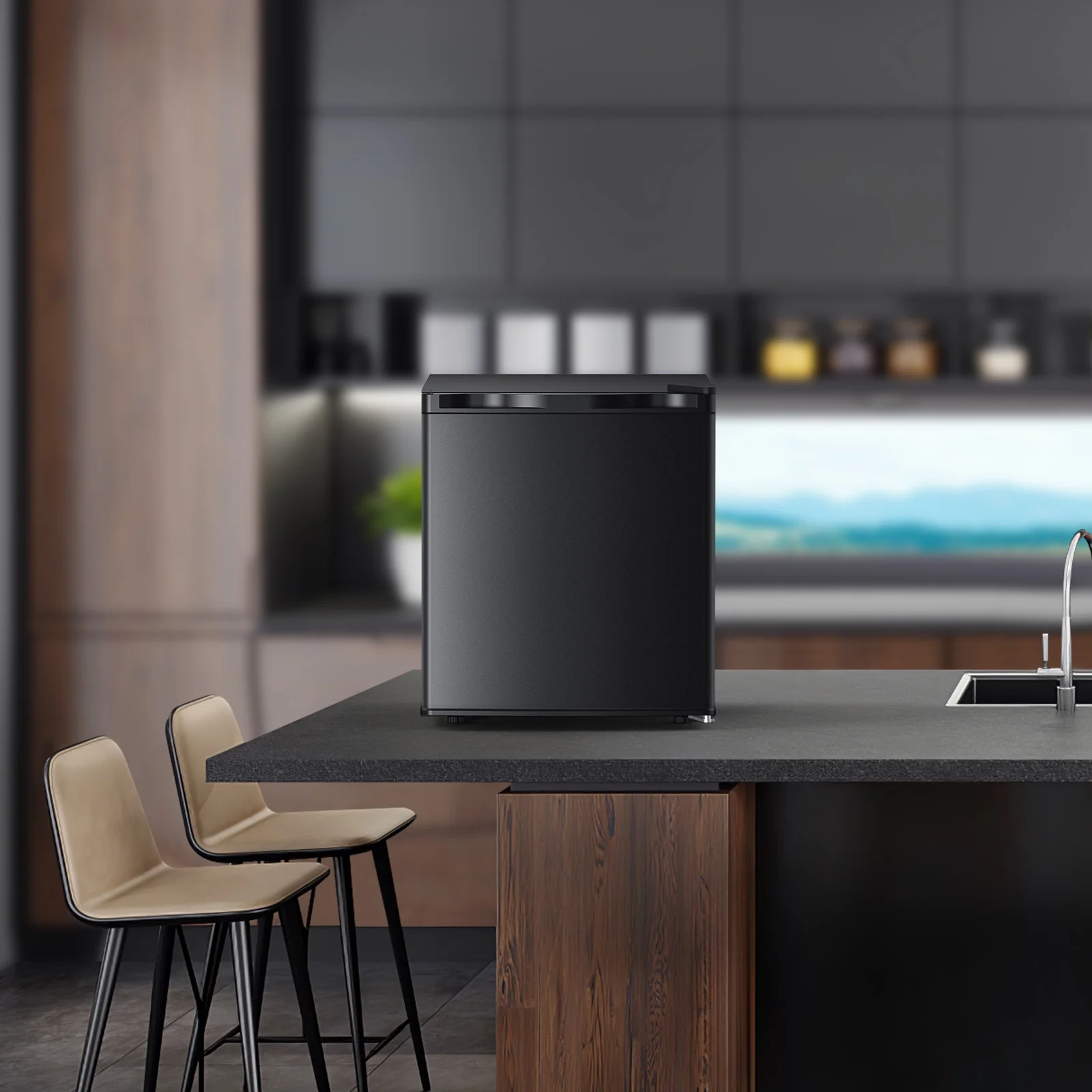 KNDKO 1.2Cu.ft Upright Freezer, Mini Freezer with Reversible Door, Perfect for Home/Office/Dorm, Black