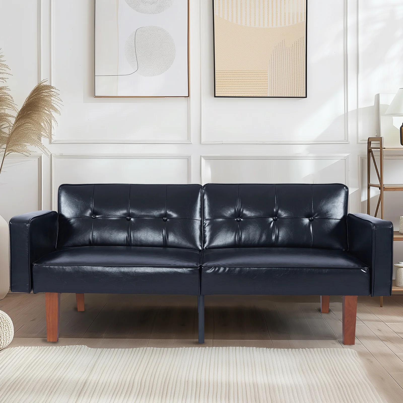 Sofa Bed, Convertible Memory Foam Futon Couch, Adjustable Sleeper Sofa Bed for Living Room, Gray