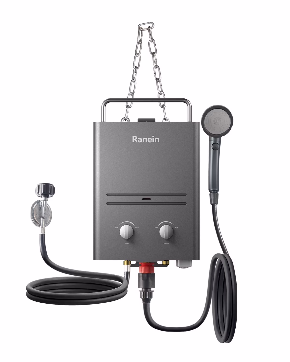 Ranein Tankless Water Heater Outdoor, 1.58 GPM Portable Propane Camping Water Heater, 6L, RO4KY, Grey