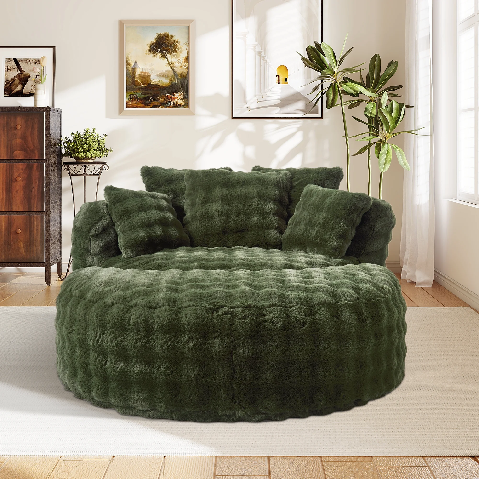 Wiilayok 58'' Oversized Chaise Lounge Chair Indoor,Thickened Backrest Sleeper Sofa Couch with Soft Pillows for Living Room, Gray