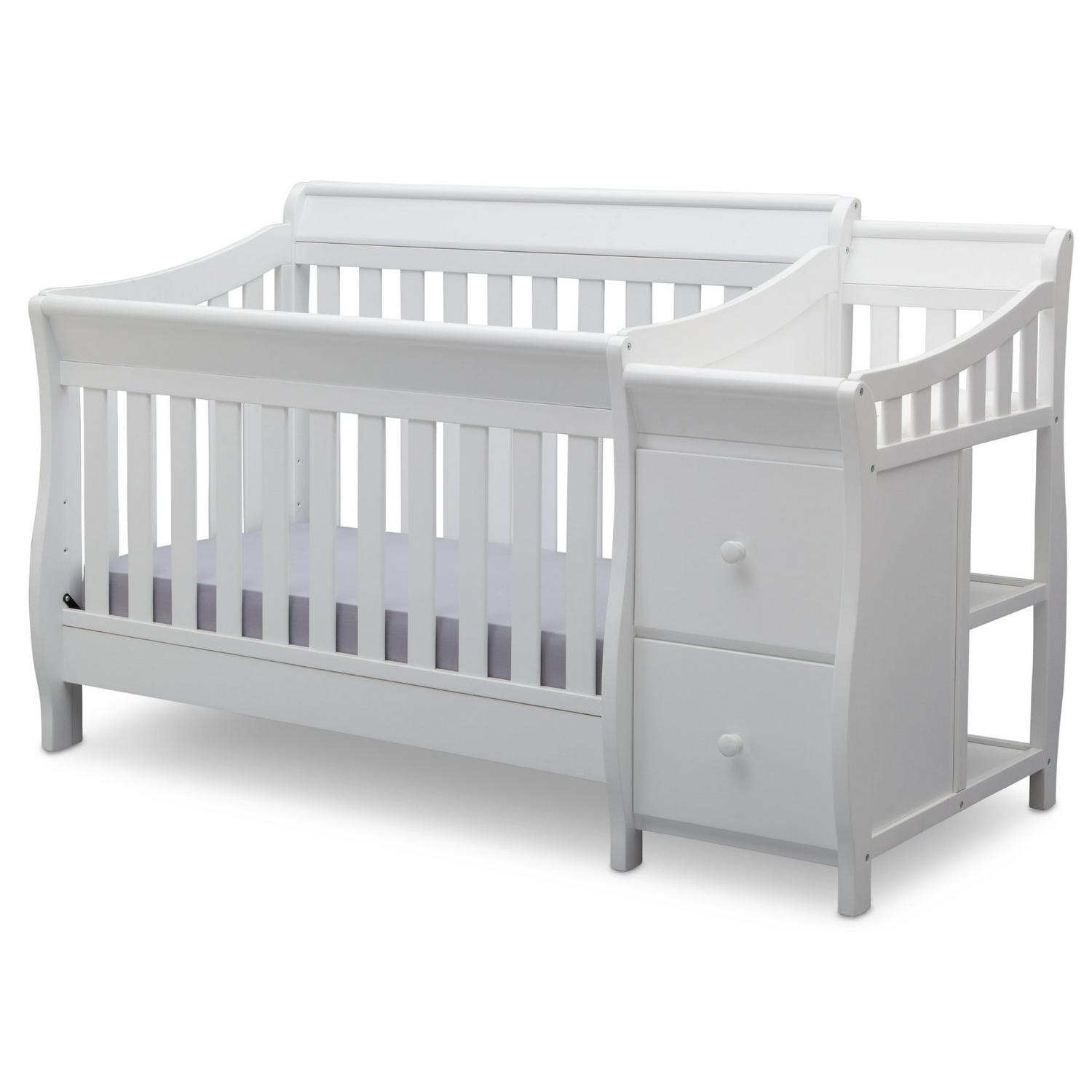 Delta Children Bentley S 4-in-1 Convertible Baby Crib and Changer. White