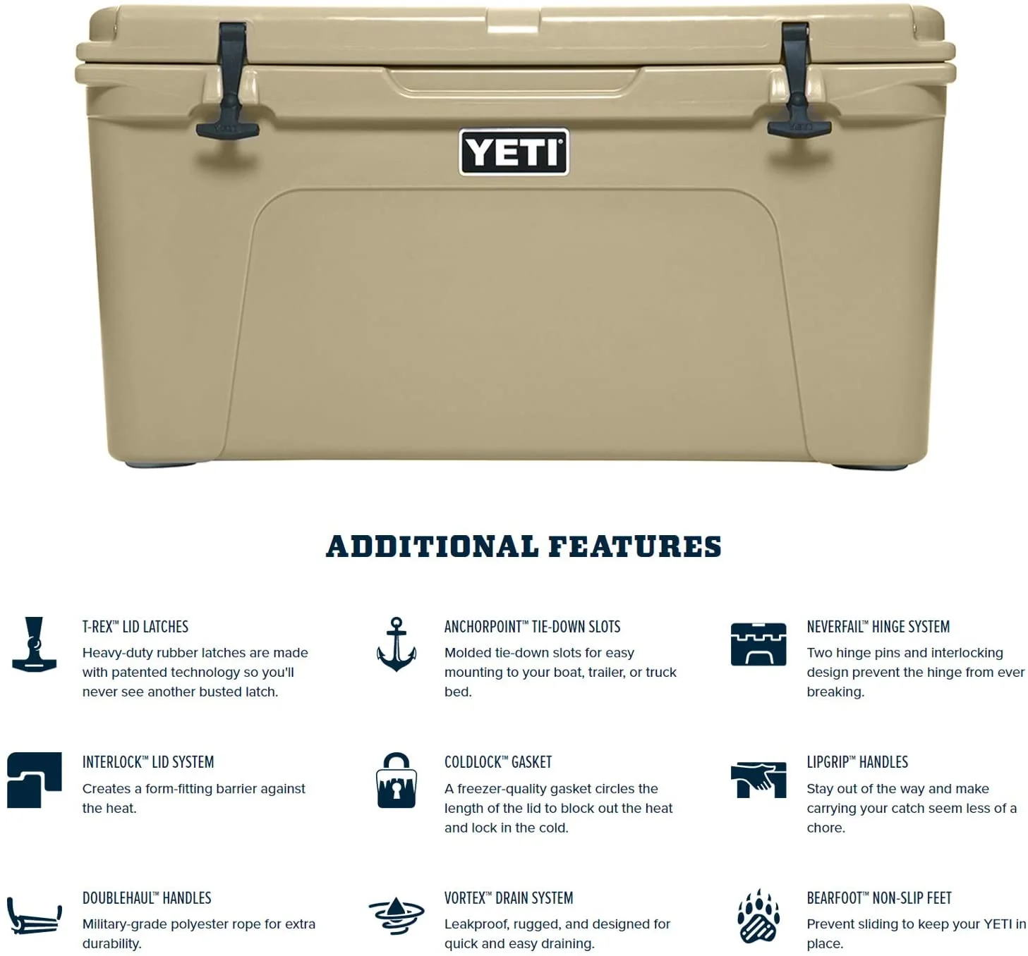 Pre-Owned YETI 100.75010000 Tundra 75 Cooler Desert Tan
