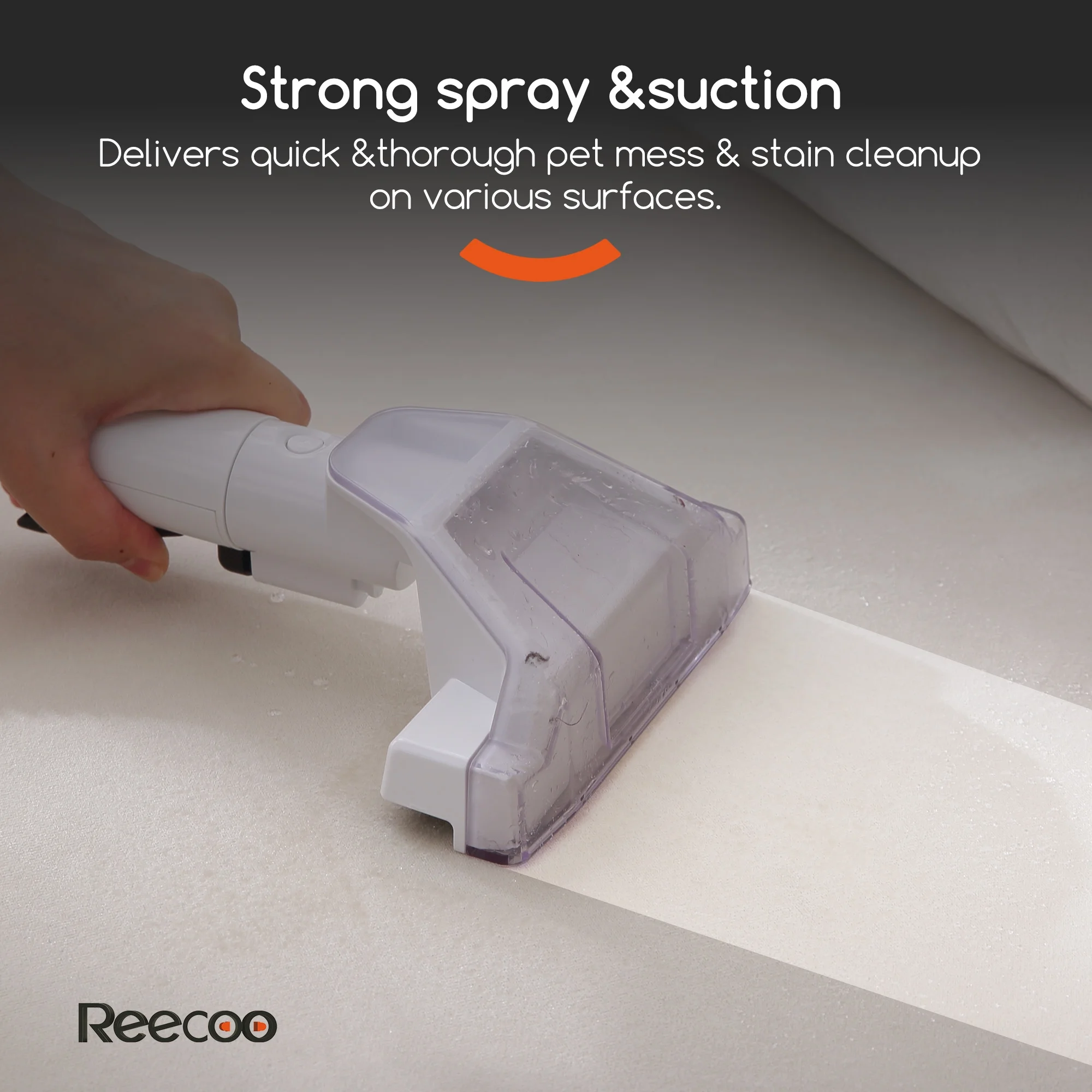 Reecoo W1 Wet/Dry Handheld Carpet Steamer and Upholstery Cleaner with Brushes for Couch, Carpet
