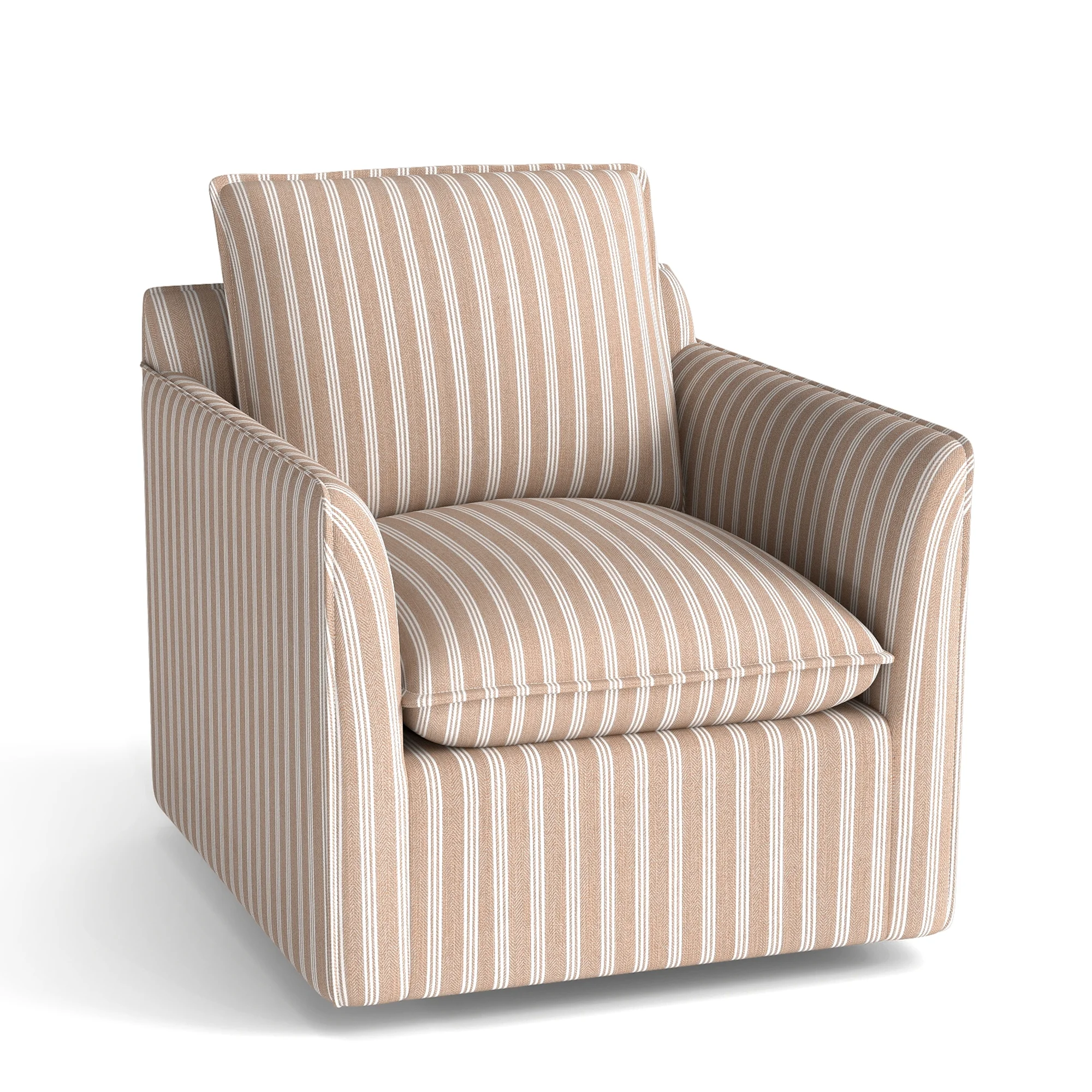 Bonzy Home 360�� Swivel Chair with Thick Cushion �C Blue Stripe Fabric Accent Chair for Living Room, Bedroom, Office �C Fully Assembled