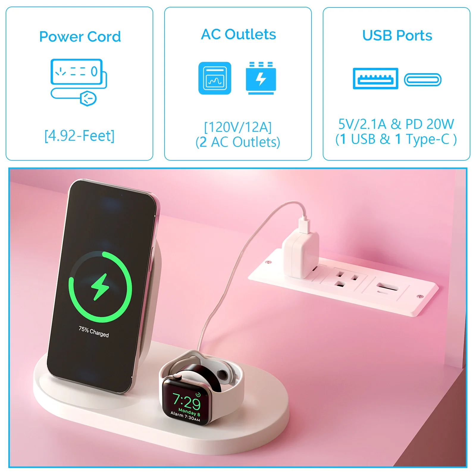 Ktaxon Lighted Makeup Vanity, White Vanity Table Set with 2 Drawer and Charging Station, Femal Gift