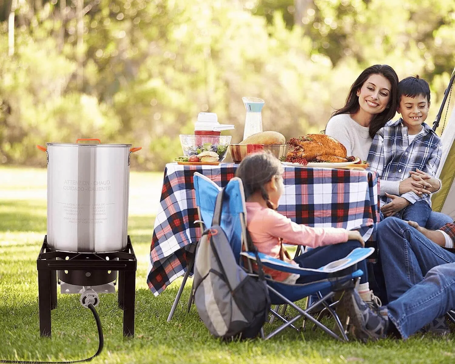 Propane Outdoor Turkey Fryer Set & Crawfish Boil Pot Basket 55,000 BTU Burner 30 & 10 Quart Aluminum Stock Pot & Basket Lid & Ideal for Outdoor Cooking