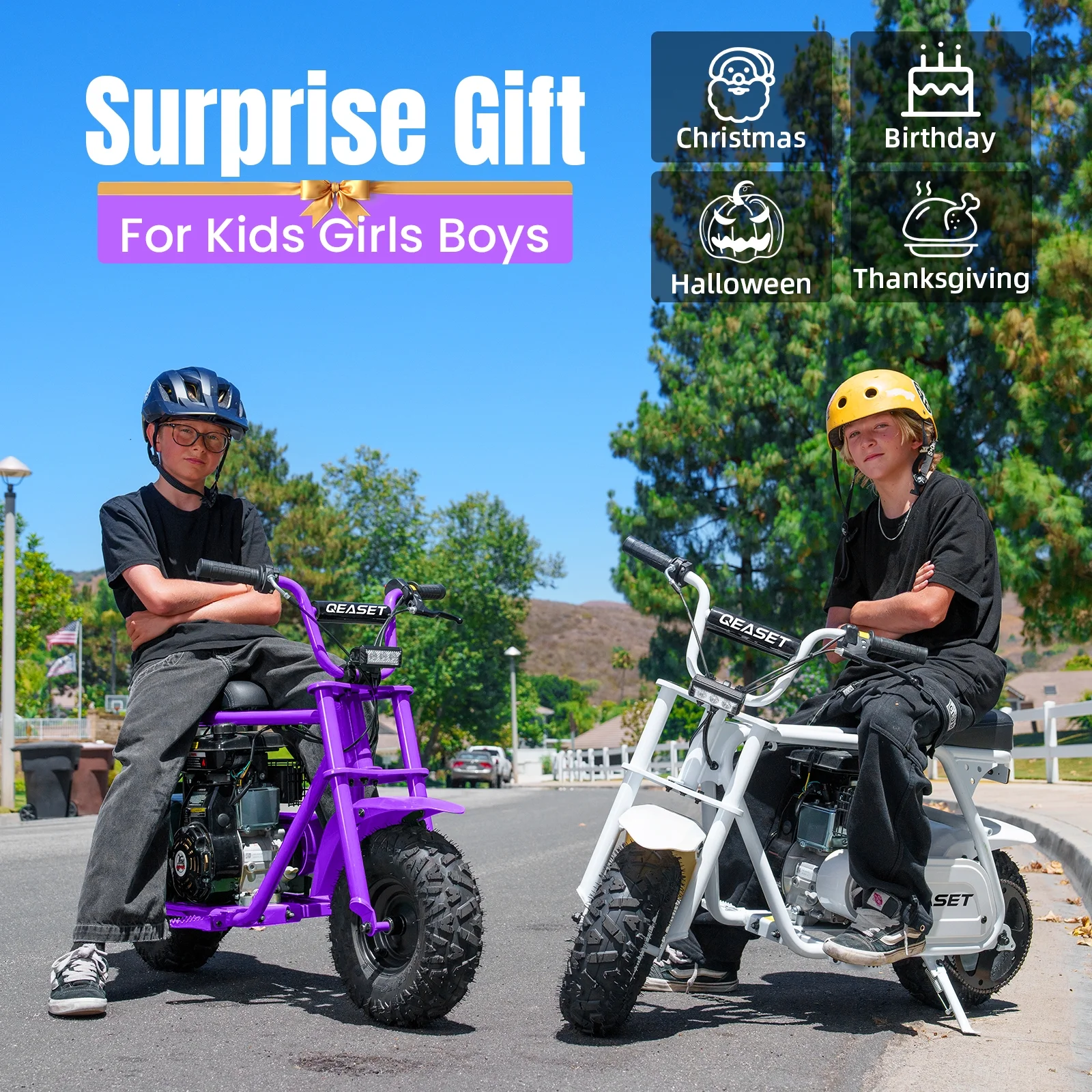 QEASET MB001 Gas Powered Mini Dirt Bike 99CC for Teens and Adults, 25MPH Off Road Motorcycle, Weight Support Up to 200 LBS - Black