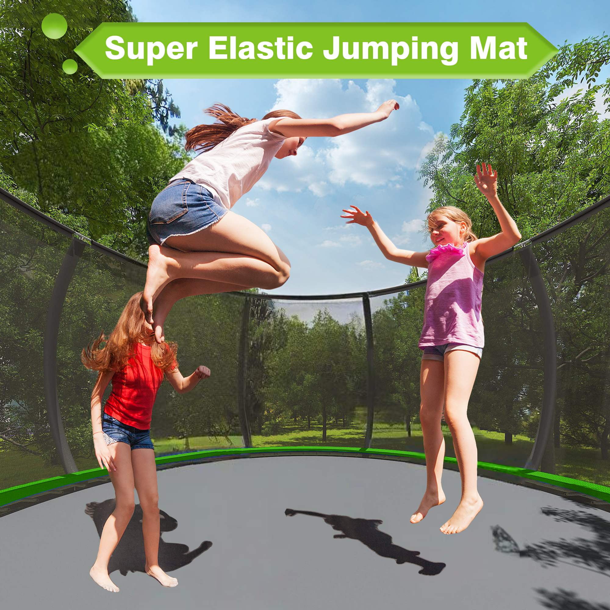 GVDV 16FT Outdoor Trampoline for Kids & Adults, Recreational Trampoline w/Ladder & Safety Net