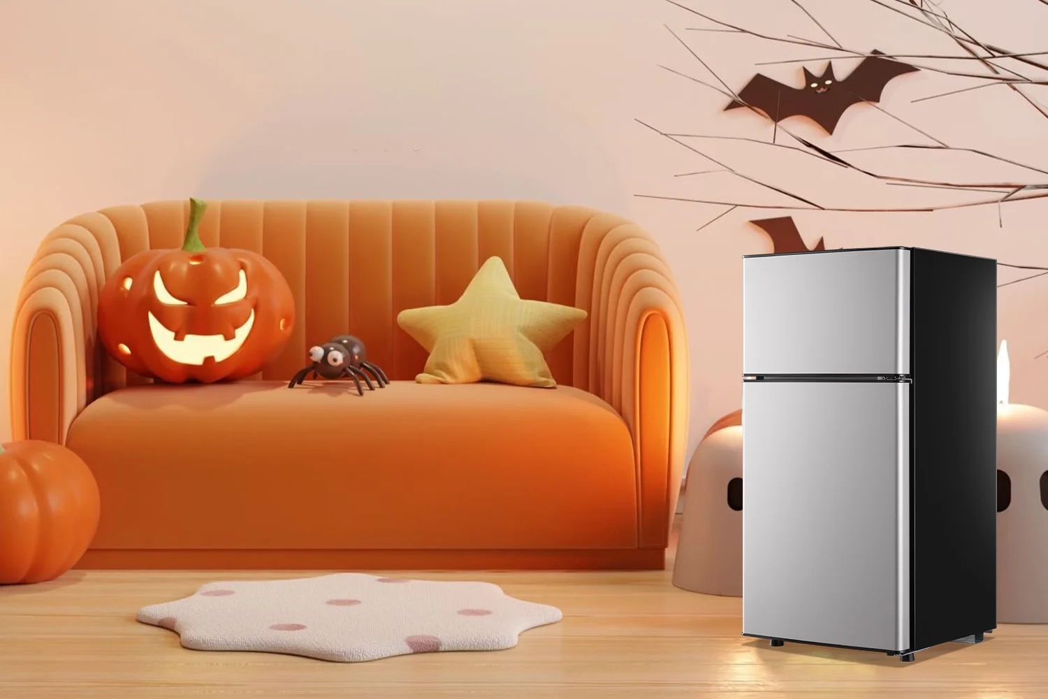 DEMULLER 2.4 Cu.ft Refrigerator Mini Fridge with Freezer Dual Door Personal Fridge New Silver Sale