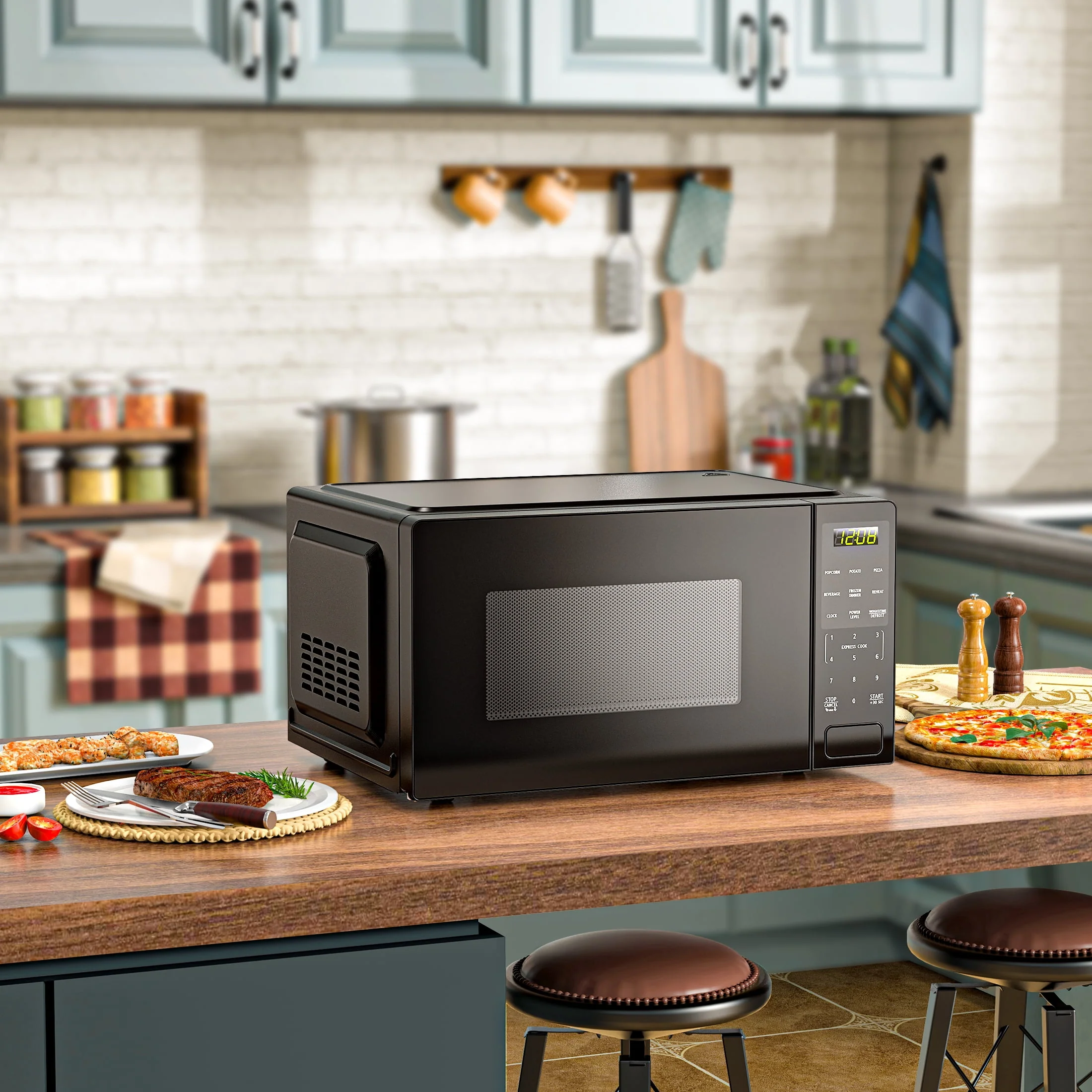 Mainstays 1.1 cu. ft. Countertop Microwave Oven, 1000 Watts, Black, New