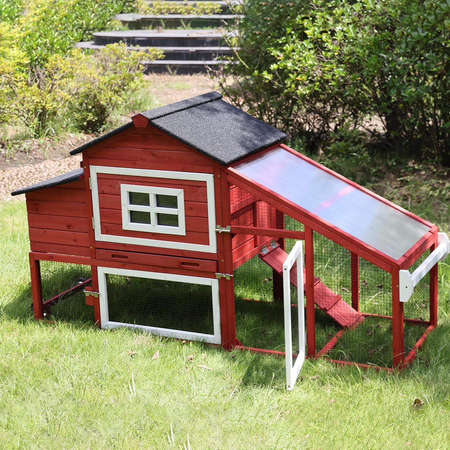 BUTINGLALE Chicken Coop Mobile Chicken House On Wheel Outdoor Rabbit Hutch for 2-4 Chickens 67