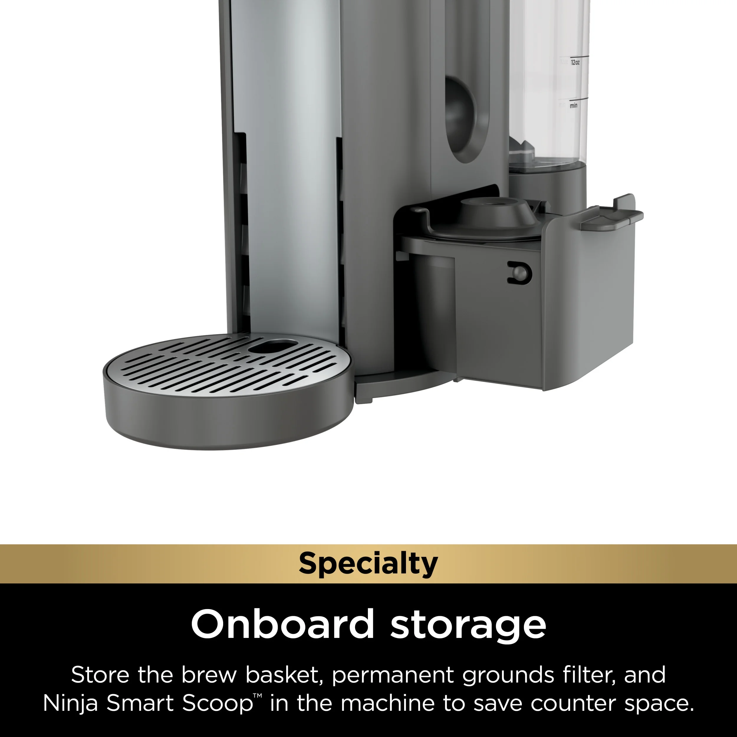 Ninja Single Serve Pods & Grounds Specialty Coffee Brewer, 4 Brew Styles, Gray, PB050